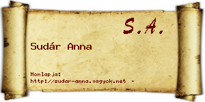 Sudár Anna névjegykártya
